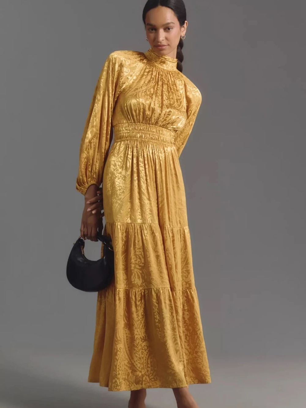 NWT Anthropologie The Somerset Gold Maxi Dress Size XS